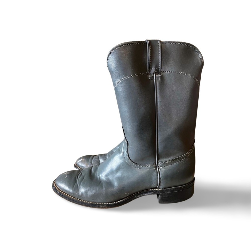 Vintage Laredo Charcoal Leather Cowboy Boots Western Worn-In Patina Size 8.5 - Picture 3 of 5